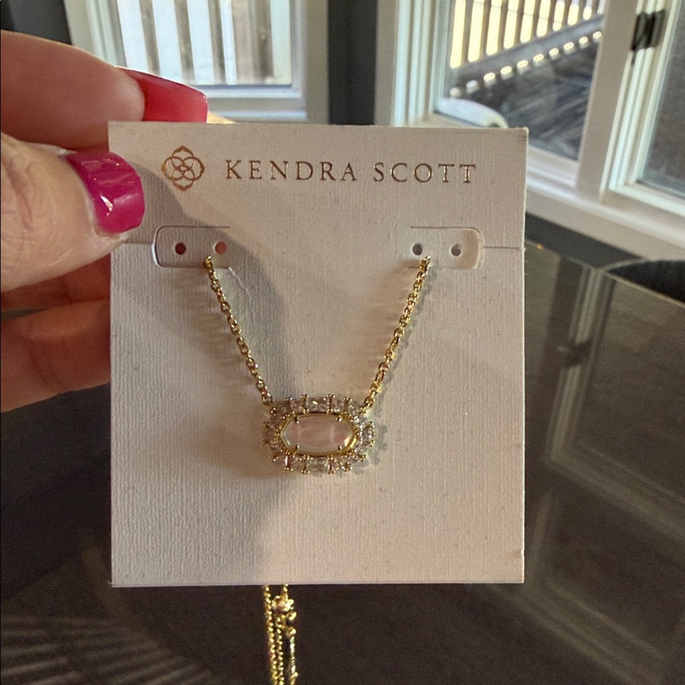 Kendra Scott Elisa Gold Crystal Frame Short Pendant Necklace